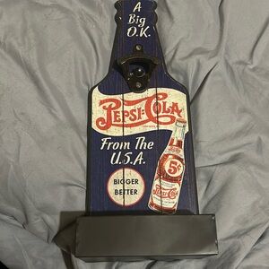 Vintage Pepsi-Cola Sign/Bottle Opener/Cap Catcher